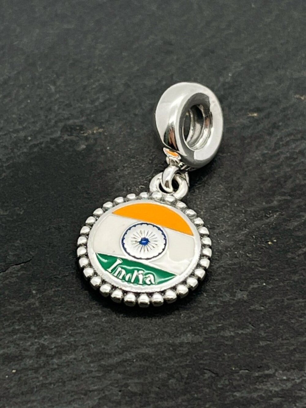 Pandora India Flag Exclusive Charm Sterling Silver Dangle Charm Jewelry